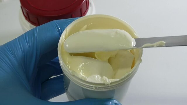 Appearance of an ointment once made in a pharmacy laboratory. Manufacture of drugs and prescriptions