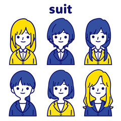 人物イラストセット_スーツの女性_ビタミンカラー