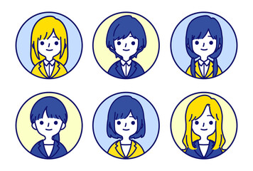 人物アイコンセット_スーツの女性_ビタミンカラー