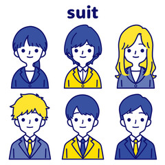 人物イラストセット_スーツ_ビタミンカラー