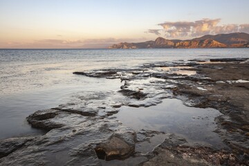 Aerial view of coast with clear turquoise
