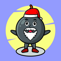 Bomb mascot cartoon character as santa claus cartoon character christmas for t-shirt, sticker, logo element