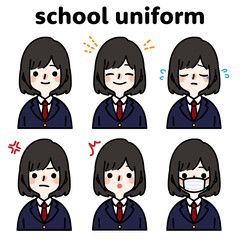 人物イラスト_女子高生表情セット