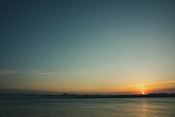 sunset over the river