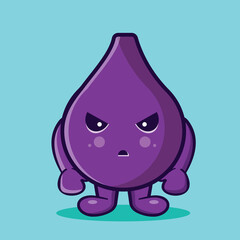 mad fig fruit mascot isolated cartoon in flat style