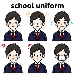 人物イラスト_男子高生表情セット