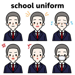 人物イラスト_男子高生表情セット
