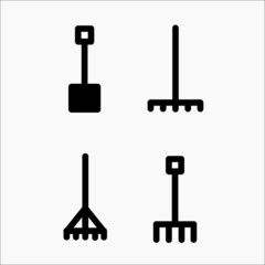 garden tools icon in black line style