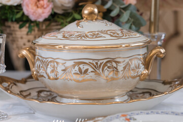 Vintage tableware and cutlery porcelain