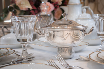 Vintage tableware and cutlery porcelain