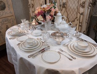 Vintage tableware and cutlery porcelain