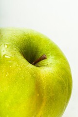Green Apple With Water Drops Close-up