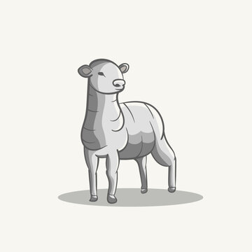 sheep cartoon illustration vector editable for logo or sticker