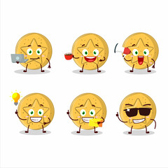 Dalgona candy star cartoon character with various types of business emoticons
