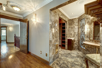Full set of images of Italian style house with big kitchen, bathrooms, bedrooms and finished basement in Montreal, Canada