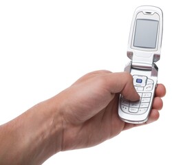 Holding a flip phone style cell phone