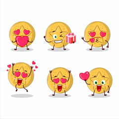 Dalgona candy star cartoon character with love cute emoticon