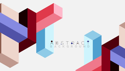 Abstract background. 3d cubes, cubic elements and blocks. Techno or business concept for wallpaper, banner, background, landing page