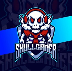 skull gamer mascot esport logo design character
