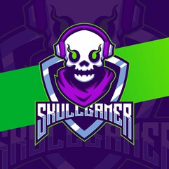 skull gamer mascot esport logo design character