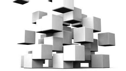 White cubes abstract on white background.
3D abstract illustration.
