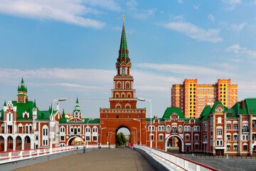 Obraz premium Yoshkar-Ola, Mari El, Russia. City architecture. View on the Brugge embankment