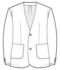 collarless blazer jacket two button mens suit flat sketch vector illustration - obrazy, fototapety, plakaty