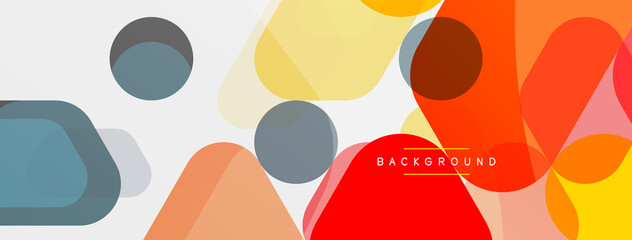 Color bubbles and rounded geometric shapes on white. Vector geometric minimal abstract background for wallpaper, banner, background, landing page