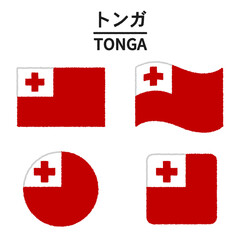 トンガの国旗のイラスト