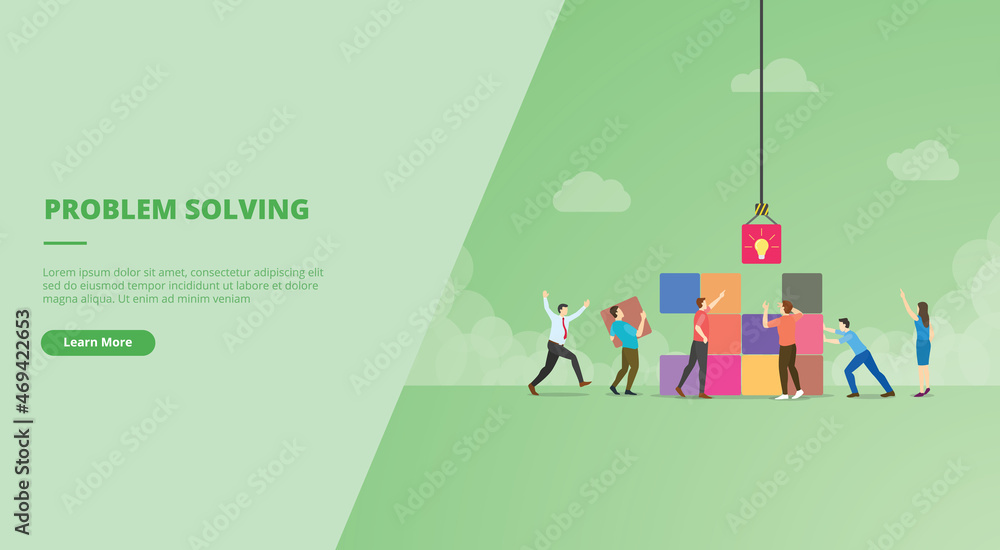 Poster problem solving concept for website landing homepage template banner or slide presentation