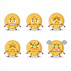 Dalgona candy triangle cartoon character with various angry expressions