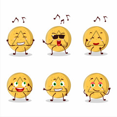 Naklejka premium An image of dalgona candy triangle dancer cartoon character enjoying the music