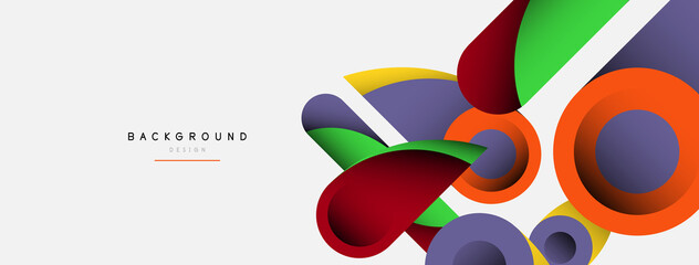 Abstract background. Minimal geometric circles and round style shapes with deep shadow effects. Trendy technology business template for wallpaper banner or background