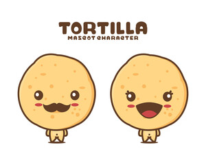 cute tortilla cartoon mascot illustration