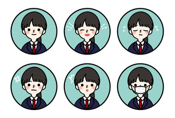 人物アイコン_女子高生表情セット