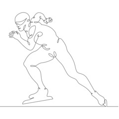 Speed skating. Skater on ice. Ice skating athlete character. Skating.Winter sports. One continuous line .One continuous drawing line logo isolated minimal illustration.