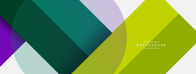Obraz premium Geometric shapes composition abstract background. Circles lines and rectangles. Vector illustration for wallpaper banner background or landing page