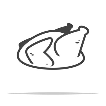 Raw whole chicken icon transparent vector isolated