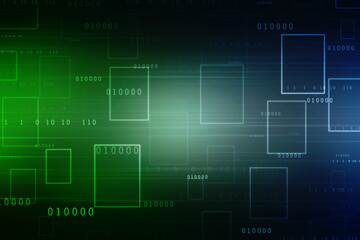 2d illustration abstract digital binary data on computer screen