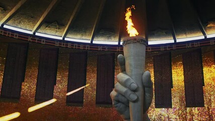 The eternal flame in the pantheon of glory on Mamayev Kurgan, downscale 8k
