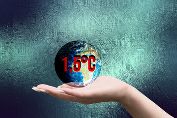 Die Welt und Temperaturanstieg von 1,5 Grad Celsius