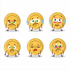 Dalgona candy umbrella cartoon character with sad expression
