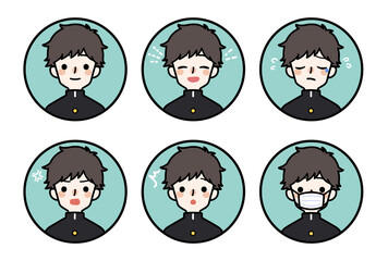 人物アイコン_男子高生表情セット