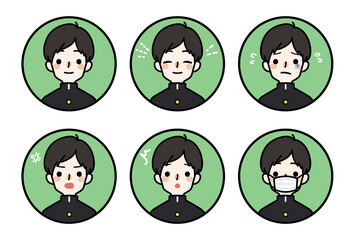 人物アイコン_男子高生表情セット