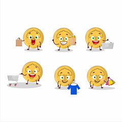 A Rich dalgona candy umbrella mascot design style going shopping