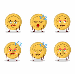 Cartoon character of dalgona candy umbrella with sleepy expression