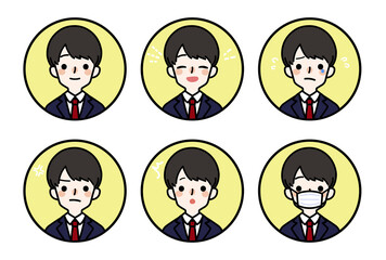 人物アイコン_男子高生表情セット