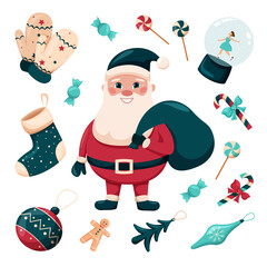 A set of Christmas items, Santa Claus