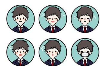 人物アイコン_男子高生表情セット