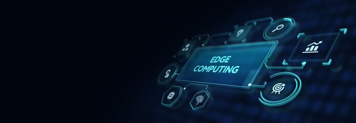 Edge computing modern IT technology on virtual screen. Business, technology, internet and networking concept.3d illustration